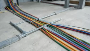 Instalacja elektryczna w korytkach na podłodze